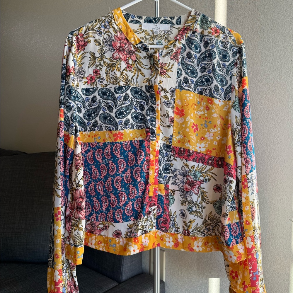 Patchwork Multicolor Floral Blouse - image 1